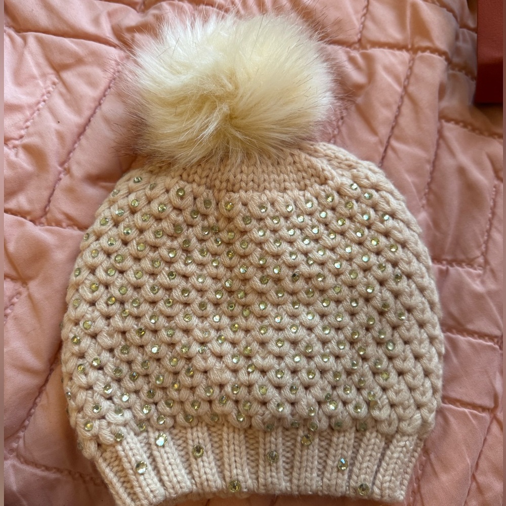 Beige Rhinestone Hat